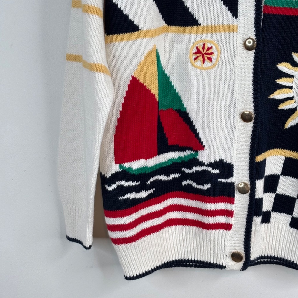 Alfred Dunner Patchwork Cardigan Lp Nautical Coas… - image 3